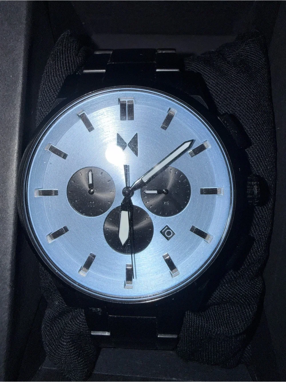 MVMT Black Stainless Watch with Blue Dial and Black Subdials